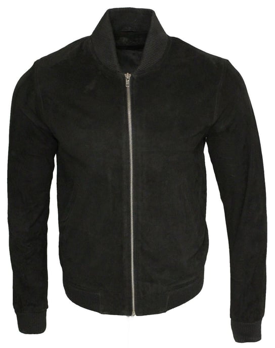 Varsity Soft Suede Leather Bomber Jacket