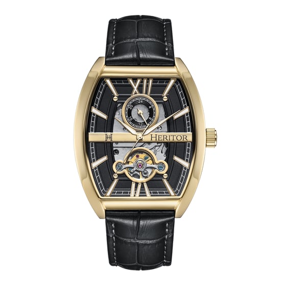 Heritor Automatische Masterson Semi-Skelet Veelzijdige Leren Band Horloge - Image 1