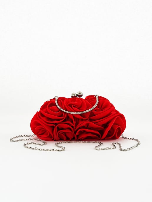 3D Rose Clutch Bag in Red