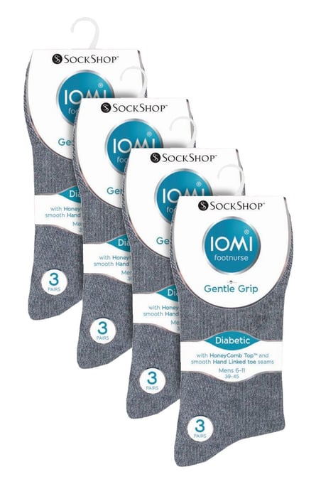 IOMI - 12 paar Gentle Grip Top Diabetische Sokken - Zwart / Marine / Grijs - Image 2