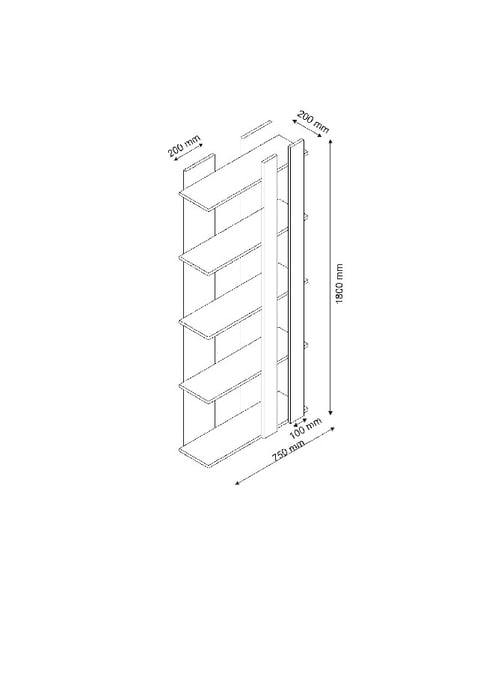 HOMEMANIA Tiny Bookcase, in Wallnut, White