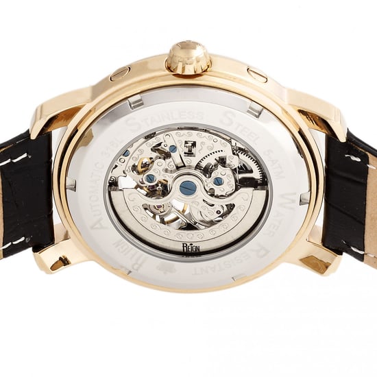 Reign Kahn Automatic Skeleton Leather-Band Watch