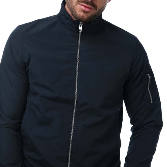 Heren Jack en Jones Mash Harrington Jacket in Navy - Image 3
