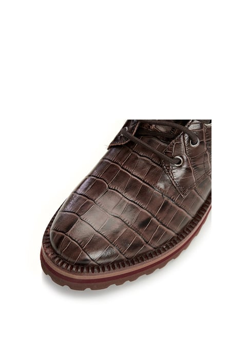 'Sh Gator' Brown Croc Lace Up Boots