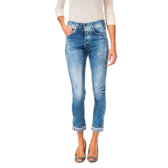 Lange denim broek met rechte zoom gesneden 10DBF0667 vrouw - Image 1