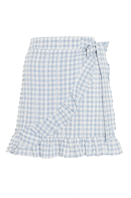 Blue Gingham Wrap Skirt