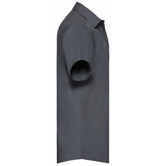 Russell Collectie Heren Korte Mouwen Poly-Katoen Easy Care Poplin Shirt (Konvooi Grijs) - Image 2
