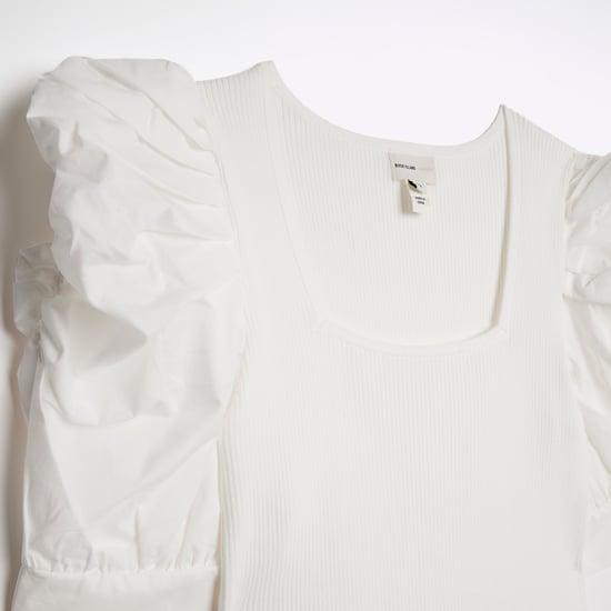 River Island Womens Top White Ruched Short Sleeve