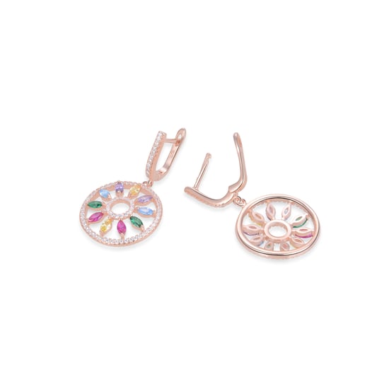 Luxenter oorbellen met catalaanse mobel sluiting gemaakt van 925 sterling zilver en veelkleurige zirkonia met 18kt roségoud vergulde afwerking - Image 3
