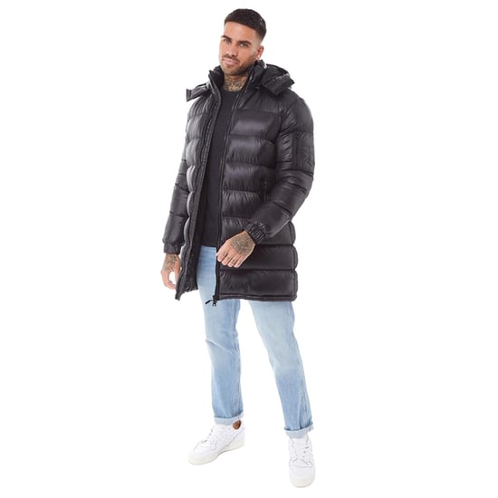 Brave Soul Mens Long Puffer Jacket with Detachable Hood