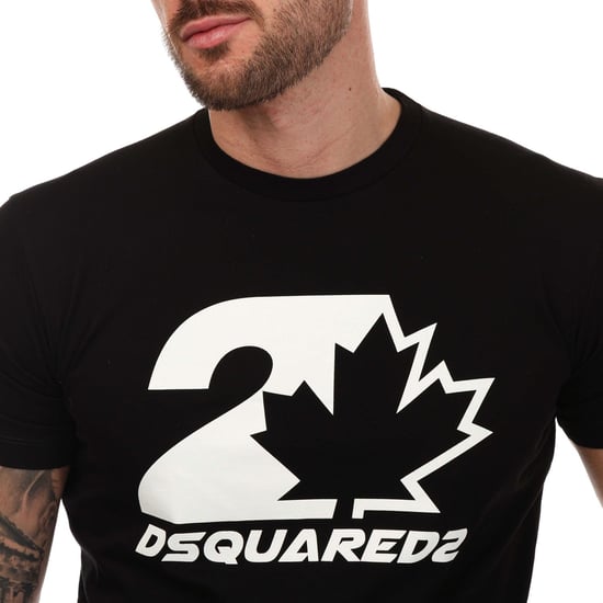 Heren DSquared2 Maple Leaf Logo T-shirt in Zwart - Image 3