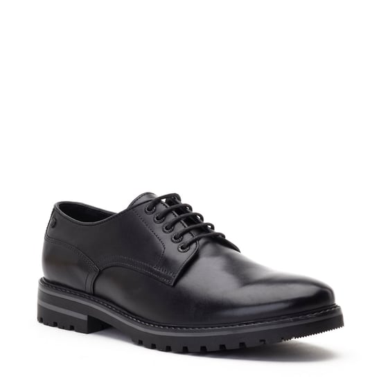 Base London Mens Halsey Waxy Black Derby Shoe