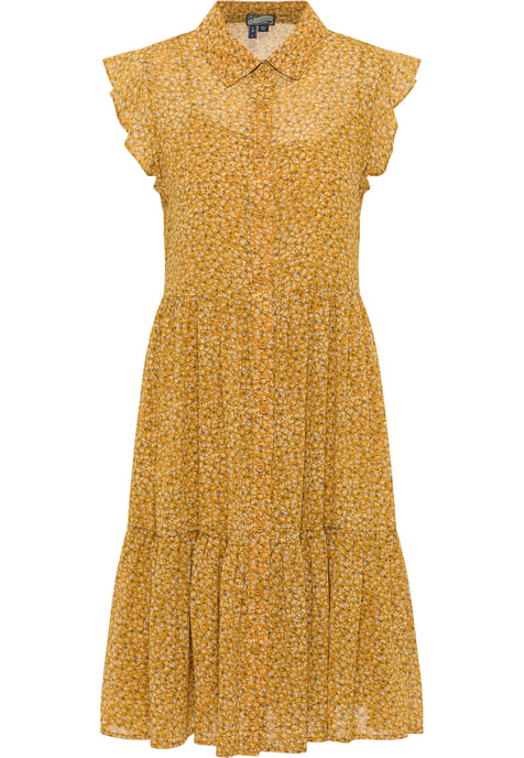 Dreimaster Blouse jurk Dames Donkergeel veelkleurig - Image 1