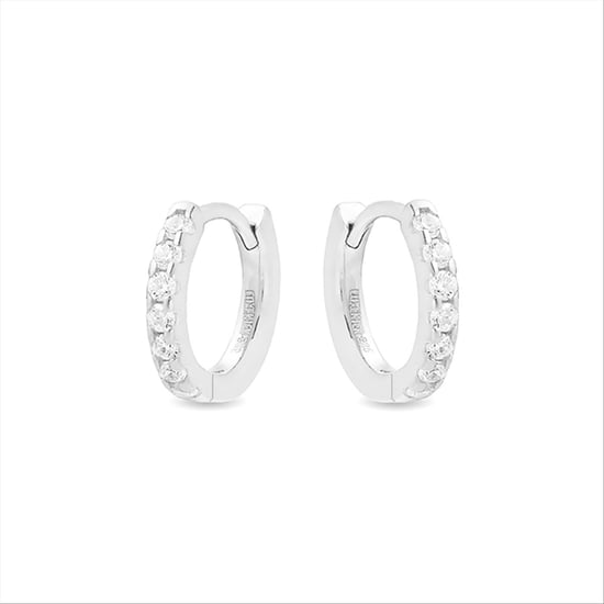 Luxenter hoepel oorbellen, 925 sterling zilveren meri en gerhodineerd gepolijste cubic zirconia afwerking - Image 2