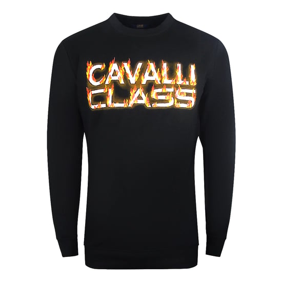Cavalli Class Fire Logo Ontwerp Zwart Sweatshirt - Image 1