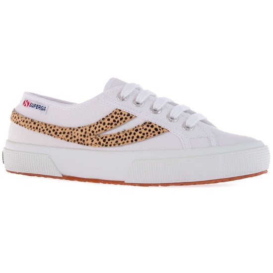 Superga Womens/Ladies Cheetah Print Cowhide Leather Trainers (White)