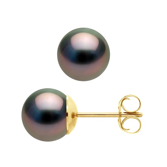 DIADEMA - Earrings - Yellow Gold and Real Tahitian Pearls