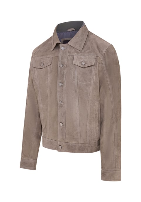 Mens Grey Goat Suede Leather Jacket- Nurmes