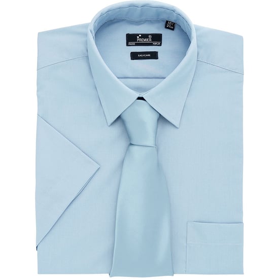 Premier Heren Korte Mouw Formele Poplin Gewoon Werk Shirt (Lichtblauw) - Image 2