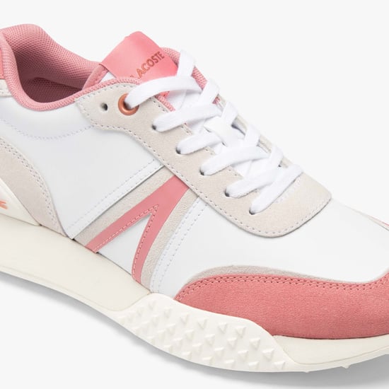 Women's Lacoste L-Spin Deluxe Trainers in White pink - Image 5