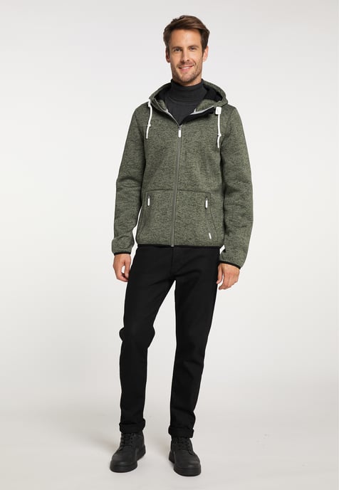 ICEBOUND Yuka serie Gebreide fleece jas Heren olijf melange - Image 4