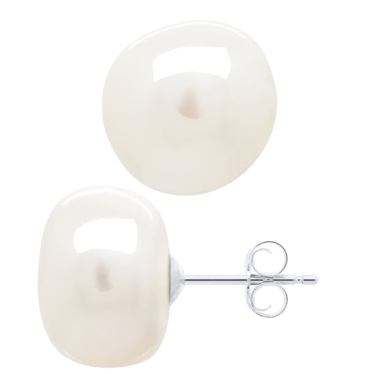 Earrings White Gold - Real Cultured Freshwater Pearls Baroque 12-13 mm