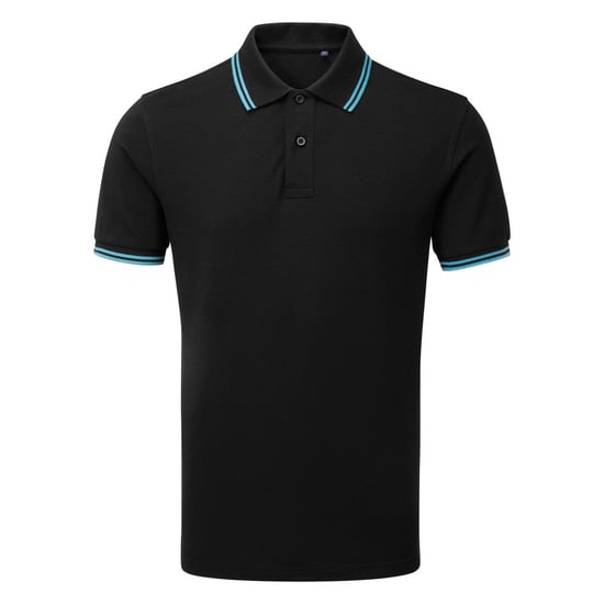 Asquith & Fox Mens Classic Fit Tipped Polo Shirt (Black/ Turquoise)