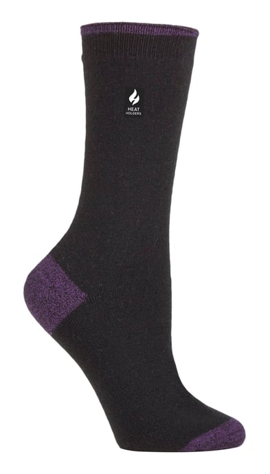 Heat Holders Dames Ultra Lite thermo geklede sokken - Zwart / Paars (Oia) - Image 1
