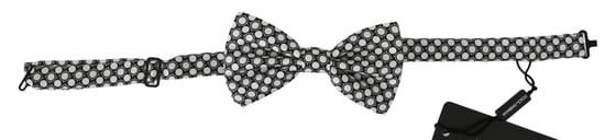 Dolce & Gabbana Mannen Zwart Wit Cirkels Verstelbare Hals Papillon Strik - Image 1