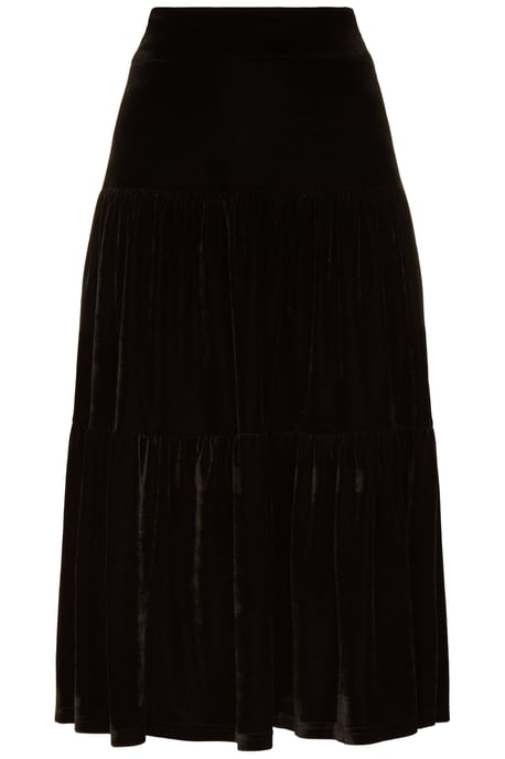 If You Please Velvet A-line Midi Skirt in Black