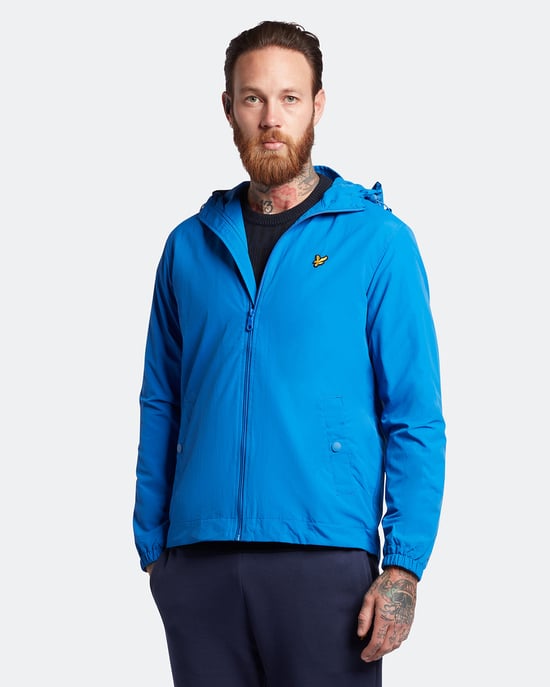 Lyle & Scott jack met rits en capuchon in blauw - Image 1