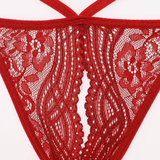 Lace culotte panties with ribbon at the waist 21687 woman