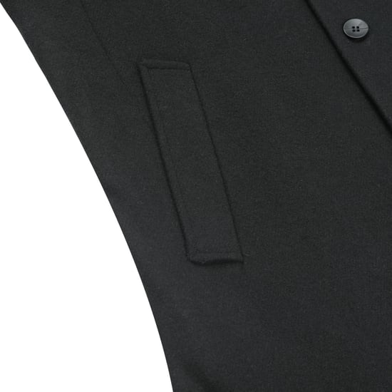 Heren wollen lange slanke pasvorm opstaande kraag zakelijke jas voor de winter zwart - Image 4