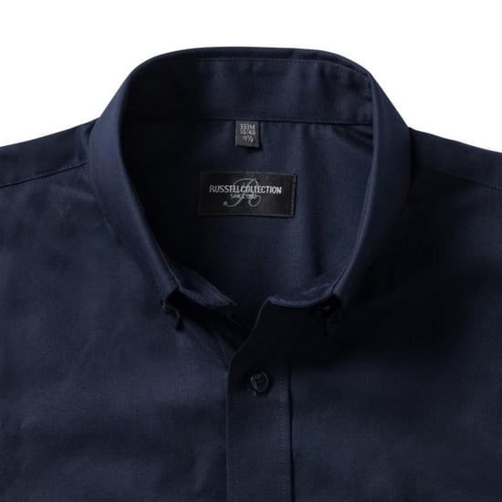 Russell Collectie Heren Korte Mouw Easy Care Oxford Shirt (Heldere marine) - Image 4