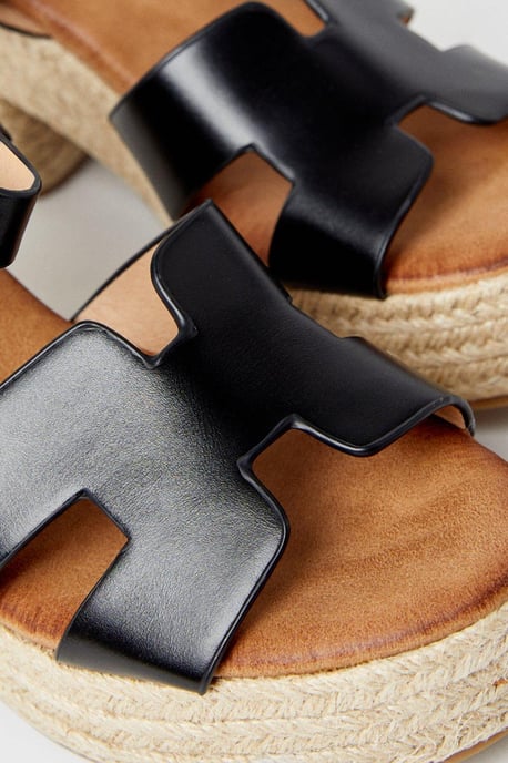 Soleil Platform Espadrille Covered Block Heeled Sandals