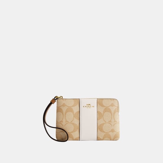 Corner Zip in Signature Canvas with Leather Stripe Bag