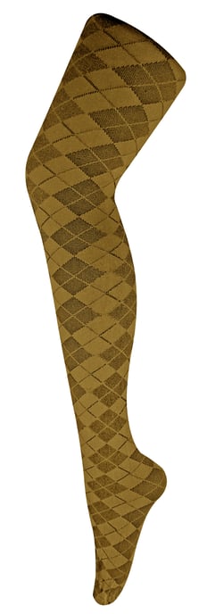 Sock Snob Dames80 denier ondoorzichtig patroon panty's - Argyle Mostard - Image 1