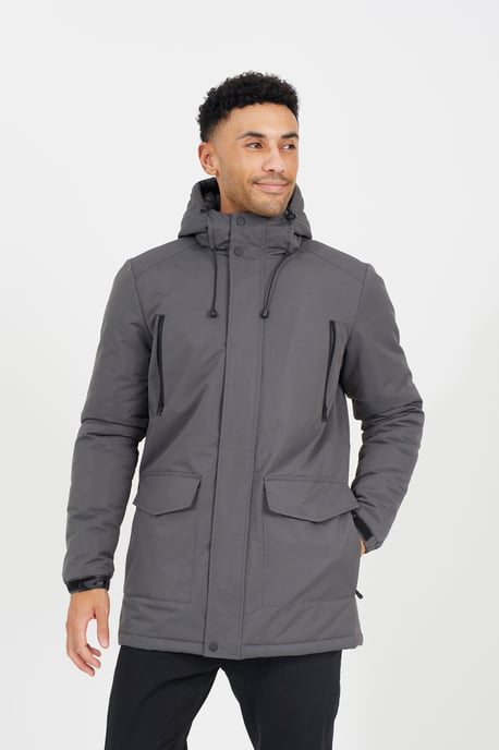 Grey Hooded Parka Jacket