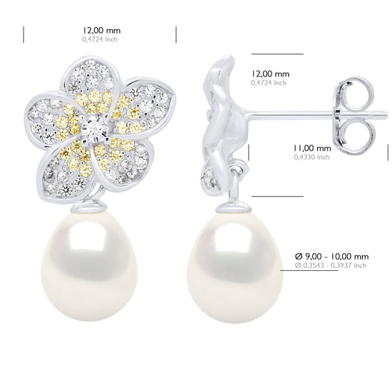 Oorbellen - Sieraden Zilver - Echte Cultuur Zoetwaterparels Pare 9-10 mm - Image 2