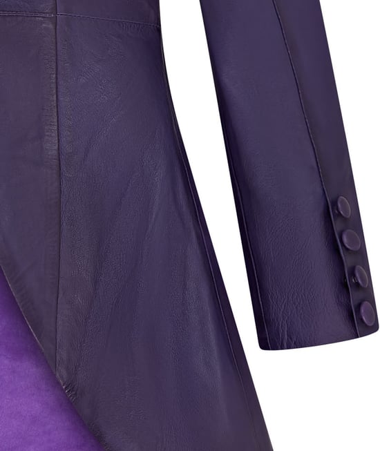 Womens Purple Gothic Full Length Victorian Leather Coat - Vantaa