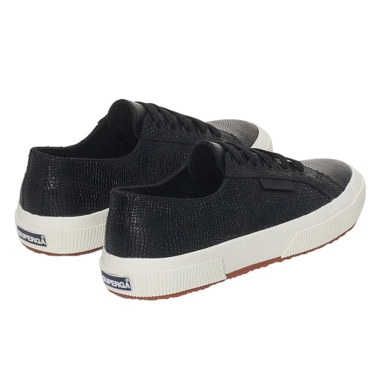 Superga Dames/Dames 2750 Slangenprint Grain Leather Trainers (Zwart/Avorio) - Image 2