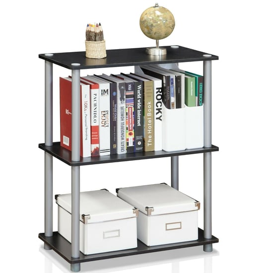 Furinno Turn-N-Tube 3-Tier Compact Multipurpose Shelf Display Rack - Black with Grey Tubes