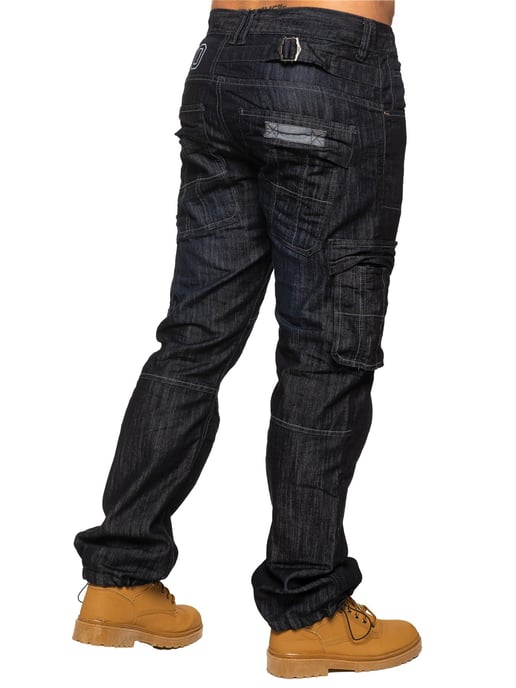Enzo | Heren Combat Denim Jeans - Donkerblauw - Image 3