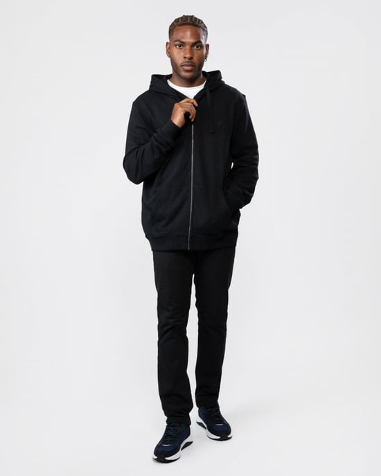 Lyle & Scott Tonal Eagle Jet Black Hoodie Met Rits - Image 3