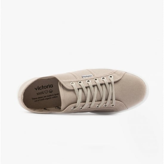 BARCELONA Womens Platform Canvas Trainers Beige