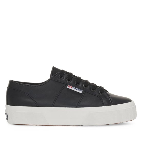 Superga Dames/Dames 2740 Nappa Leren Platform Trainers (Zwart/Avorio) - Image 1