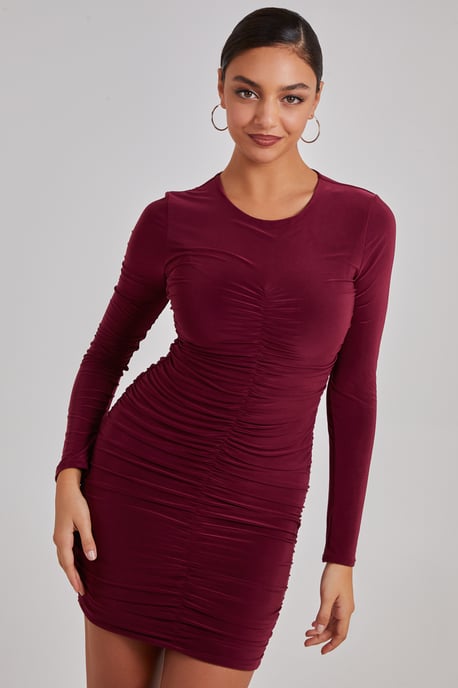 Long Sleeve Ruched Dress