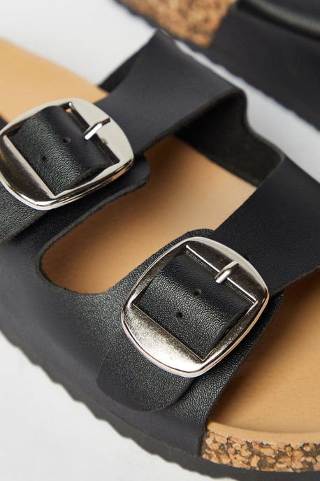 Frida Double Buckle Detail Footbed Sandals