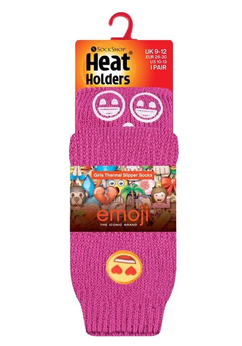 Heat Holders Karakter thermo pantoffelsokken voor kinderen - Emoji Hartgezicht - Image 2