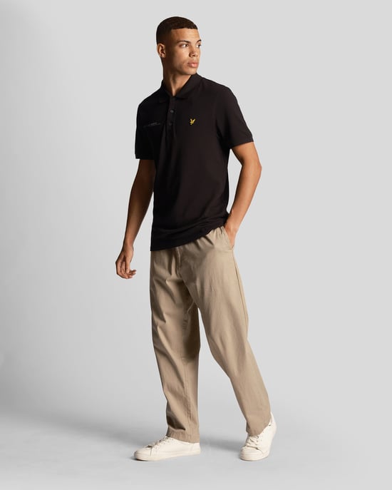 Lyle & Scott men's polo shirt with matching print in black
